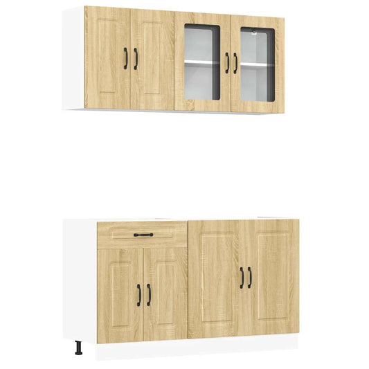 4 Piece Kitchen Cabinet Set "Kalmar" Sonoma Oak Engineered Wood 4 Piece Kitchen Cabinet Set "Kalmar" Sonoma Oak Engineered Wood