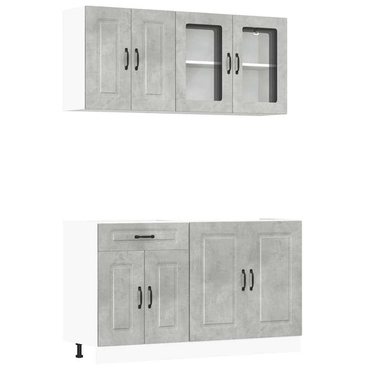 4 Piece Kitchen Cabinet Set Kalmar Concrete Grey Engineered Wood 4 Piece Kitchen Cabinet Set Kalmar Concrete Grey Engineered Wood