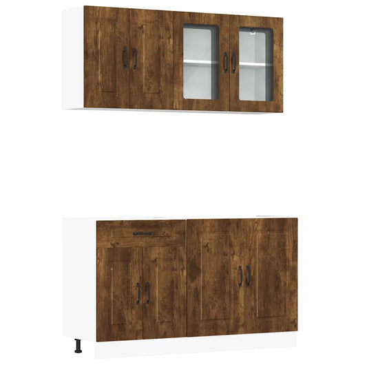 4 Piece Kitchen Cabinet Set Kalmar Smoked Oak Engineered Wood 4 Piece Kitchen Cabinet Set Kalmar Smoked Oak Engineered Wood