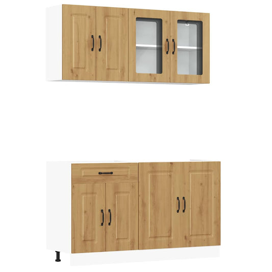 4 Piece Kitchen Cabinet Set "Kalmar" Artisan Oak Engineered Wood 4 Piece Kitchen Cabinet Set "Kalmar" Artisan Oak Engineered Wood