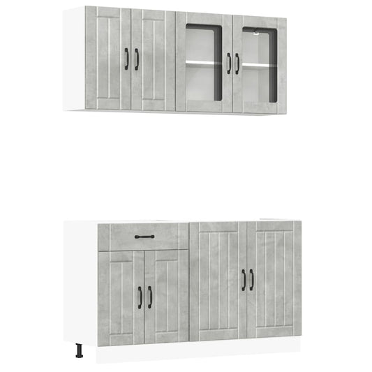 4 Piece Kitchen Cabinet Set Lucca Concrete Grey Engineered Wood 4 Piece Kitchen Cabinet Set Lucca Concrete Grey Engineered Wood