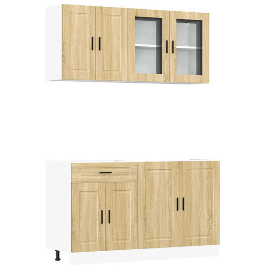 4 Piece Kitchen Cabinet Set "Porto" Sonoma Oak Engineered Wood 4 Piece Kitchen Cabinet Set "Porto" Sonoma Oak Engineered Wood
