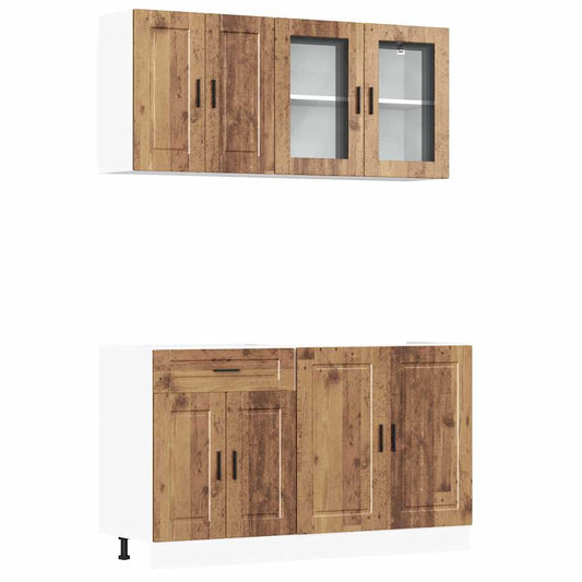 4 Piece Kitchen Cabinet Set Porto Old Wood Engineered Wood 4 Piece Kitchen Cabinet Set Porto Old Wood Engineered Wood