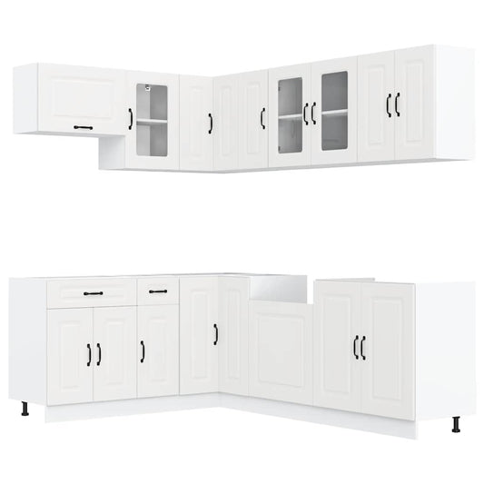 11 Piece Kitchen Cabinet Set Kalmar White Engineered Wood 11 Piece Kitchen Cabinet Set Kalmar White Engineered Wood