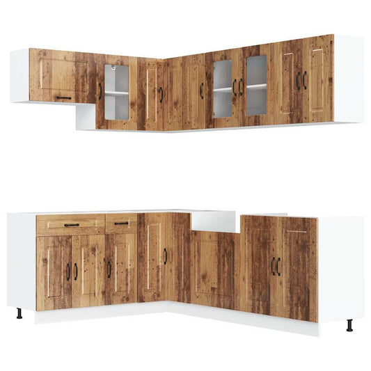 11 Piece Kitchen Cabinet Set Kalmar Old Wood Engineered Wood 11 Piece Kitchen Cabinet Set Kalmar Old Wood Engineered Wood