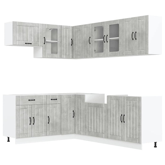 11 Piece Kitchen Cabinet Set Lucca Concrete Grey Engineered Wood 11 Piece Kitchen Cabinet Set Lucca Concrete Grey Engineered Wood