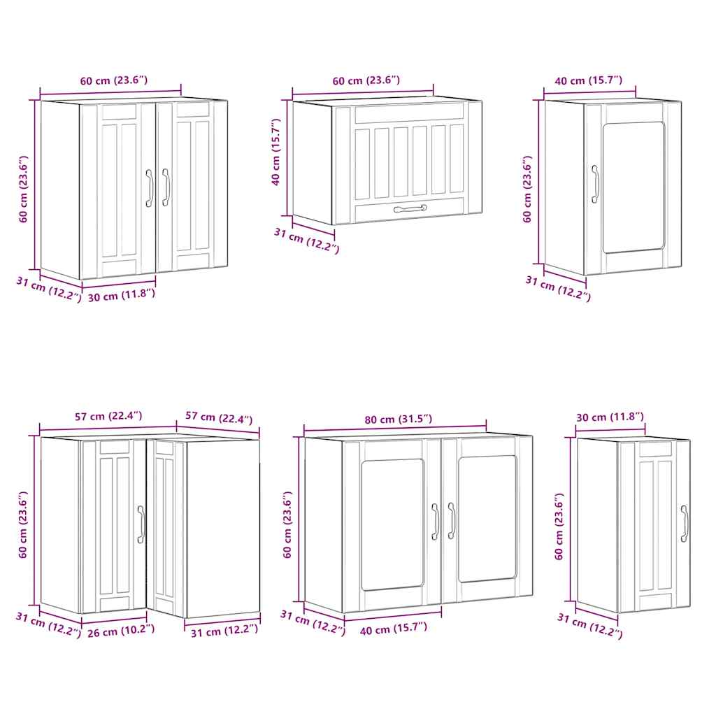 11 Piece Kitchen Cabinet Set "Lucca" Concrete Grey