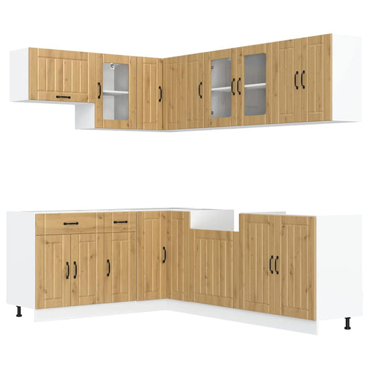 11 Piece Kitchen Cabinet Set Lucca Artisan Oak Engineered Wood 11 Piece Kitchen Cabinet Set Lucca Artisan Oak Engineered Wood