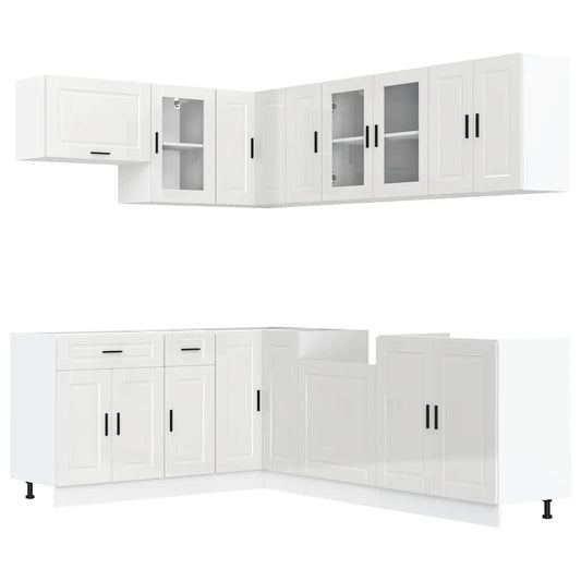 11 Piece Kitchen Cabinet Set Porto Gloss White Engineered Wood 11 Piece Kitchen Cabinet Set Porto Gloss White Engineered Wood
