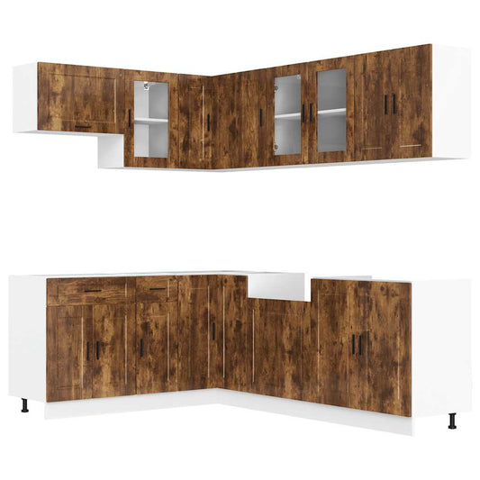 11 Piece Kitchen Cabinet Set Porto Smoked Oak Engineered Wood 11 Piece Kitchen Cabinet Set Porto Smoked Oak Engineered Wood