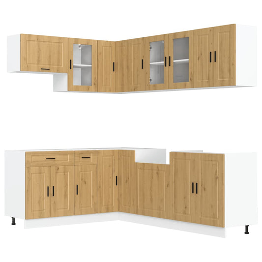 11 Piece Kitchen Cabinet Set Porto Artisan Oak Engineered Wood 11 Piece Kitchen Cabinet Set Porto Artisan Oak Engineered Wood