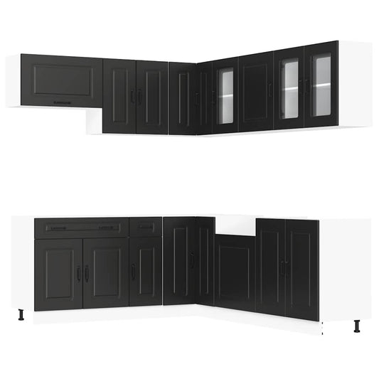 11 Piece Kitchen Cabinet Set Kalmar Black Engineered Wood 11 Piece Kitchen Cabinet Set Kalmar Black Engineered Wood
