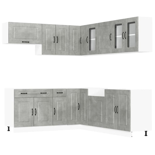 11 Piece Kitchen Cabinet Set Kalmar Concrete Grey Engineered Wood 11 Piece Kitchen Cabinet Set Kalmar Concrete Grey Engineered Wood