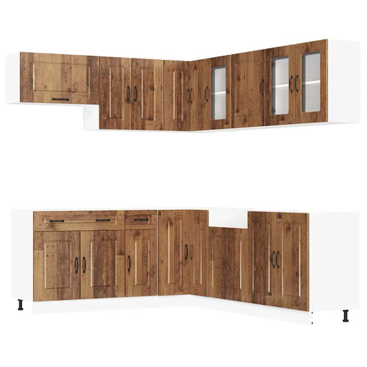 11 Piece Kitchen Cabinet Set Kalmar Old Wood Engineered Wood 11 Piece Kitchen Cabinet Set Kalmar Old Wood Engineered Wood