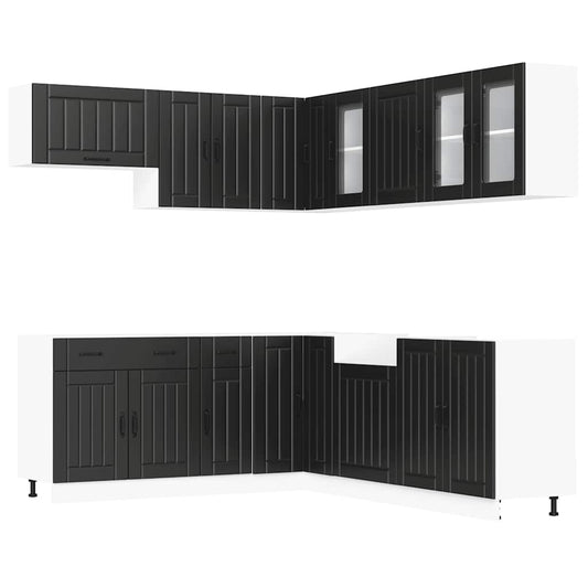 11 Piece Kitchen Cabinet Set Lucca Black Engineered Wood 11 Piece Kitchen Cabinet Set Lucca Black Engineered Wood