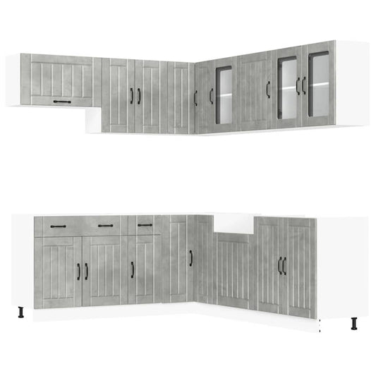 11 Piece Kitchen Cabinet Set Lucca Concrete Grey Engineered Wood 11 Piece Kitchen Cabinet Set Lucca Concrete Grey Engineered Wood