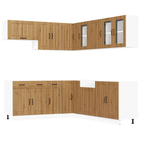 11 Piece Kitchen Cabinet Set Lucca Artisan Oak Engineered Wood 11 Piece Kitchen Cabinet Set Lucca Artisan Oak Engineered Wood