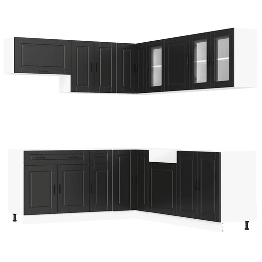 11 Piece Kitchen Cabinet Set Porto Black Engineered Wood 11 Piece Kitchen Cabinet Set Porto Black Engineered Wood