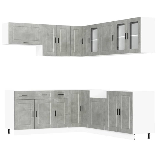 11 Piece Kitchen Cabinet Set Porto Concrete Grey Engineered Wood 11 Piece Kitchen Cabinet Set Porto Concrete Grey Engineered Wood
