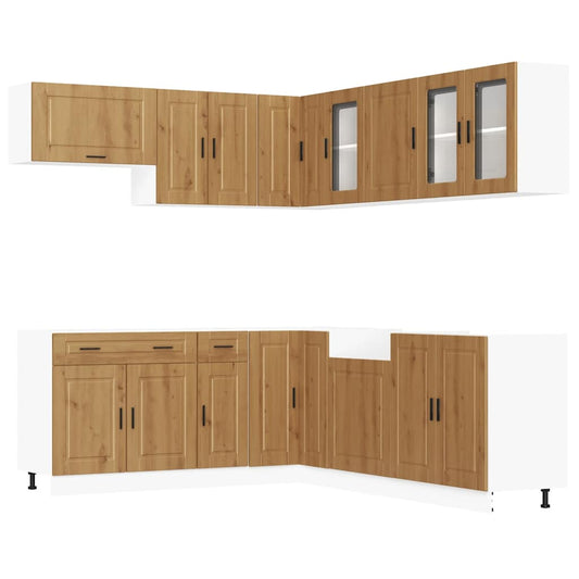 11 Piece Kitchen Cabinet Set Porto Artisan Oak Engineered Wood 11 Piece Kitchen Cabinet Set Porto Artisan Oak Engineered Wood