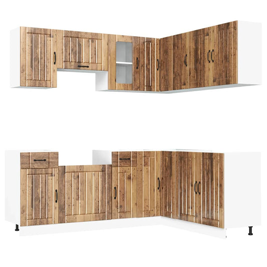 11 Piece Kitchen Cabinet Set "Kalmar" Old Wood Engineered Wood 11 Piece Kitchen Cabinet Set "Kalmar" Old Wood Engineered Wood