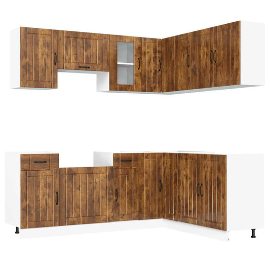 11 Piece Kitchen Cabinet Set "Lucca" Smoked Oak Engineered Wood 11 Piece Kitchen Cabinet Set "Lucca" Smoked Oak Engineered Wood