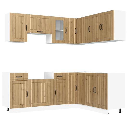 11 Piece Kitchen Cabinet Set Lucca Artisan Oak Engineered Wood 11 Piece Kitchen Cabinet Set Lucca Artisan Oak Engineered Wood