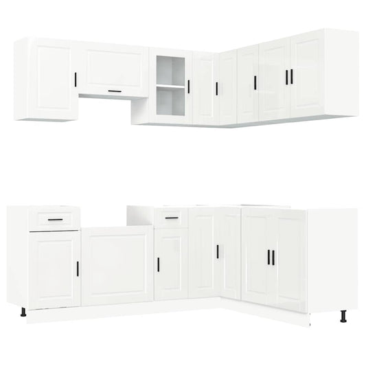 11 Piece Kitchen Cabinet Set Porto Gloss White Engineered Wood 11 Piece Kitchen Cabinet Set Porto Gloss White Engineered Wood