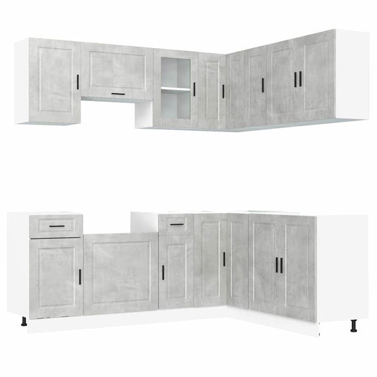 11 Piece Kitchen Cabinet Set Porto Concrete Grey Engineered Wood 11 Piece Kitchen Cabinet Set Porto Concrete Grey Engineered Wood