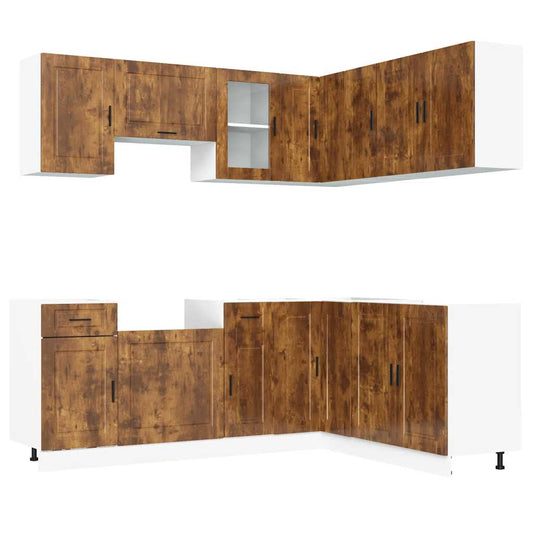 11 Piece Kitchen Cabinet Set Porto Smoked Oak Engineered Wood 11 Piece Kitchen Cabinet Set Porto Smoked Oak Engineered Wood