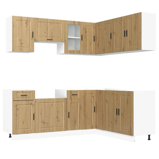 11 Piece Kitchen Cabinet Set Porto Artisan Oak Engineered Wood 11 Piece Kitchen Cabinet Set Porto Artisan Oak Engineered Wood