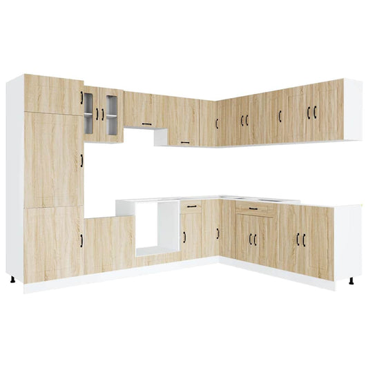 14 Piece Kitchen Cabinet Set Kalmar Sonoma Oak Engineered Wood 14 Piece Kitchen Cabinet Set Kalmar Sonoma Oak Engineered Wood