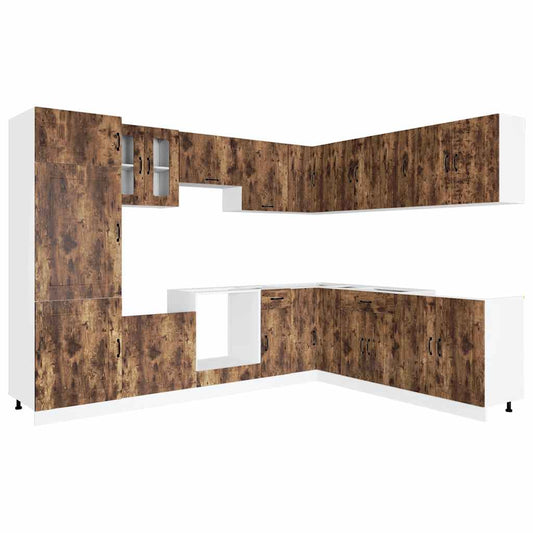 14 Piece Kitchen Cabinet Set Kalmar Smoked Oak Engineered Wood 14 Piece Kitchen Cabinet Set Kalmar Smoked Oak Engineered Wood