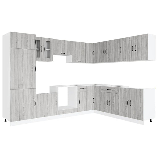 14 Piece Kitchen Cabinet Set Kalmar Grey Sonoma Engineered Wood 14 Piece Kitchen Cabinet Set Kalmar Grey Sonoma Engineered Wood