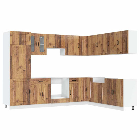 14 Piece Kitchen Cabinet Set Kalmar Old Wood Engineered Wood 14 Piece Kitchen Cabinet Set Kalmar Old Wood Engineered Wood