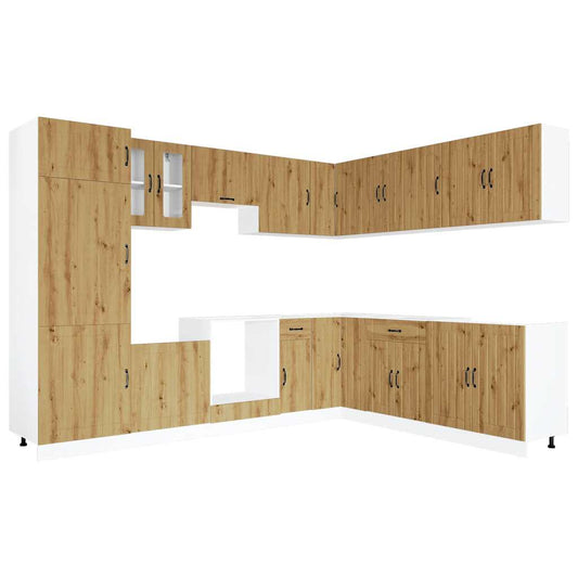 14 Piece Kitchen Cabinet Set Lucca Artisan Oak Engineered Wood 14 Piece Kitchen Cabinet Set Lucca Artisan Oak Engineered Wood