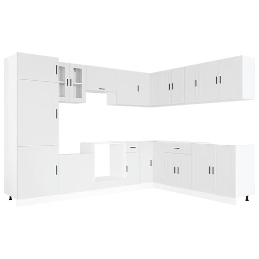 14 Piece Kitchen Cabinet Set Porto White Engineered Wood 14 Piece Kitchen Cabinet Set Porto White Engineered Wood