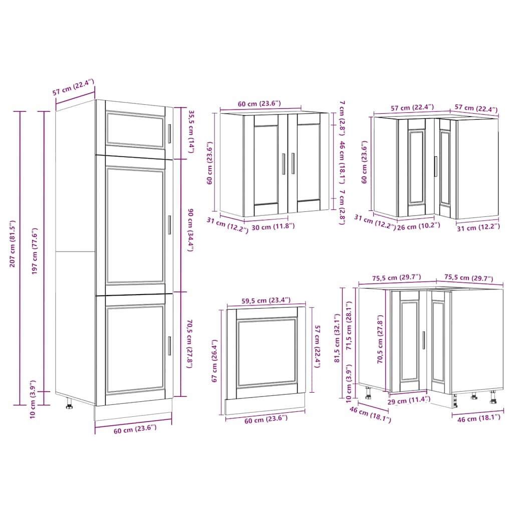 14 Piece Kitchen Cabinet Set Porto White Engineered Wood