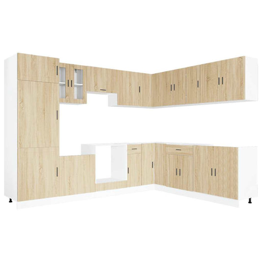 14 Piece Kitchen Cabinet Set Porto Sonoma Oak Engineered Wood 14 Piece Kitchen Cabinet Set Porto Sonoma Oak Engineered Wood