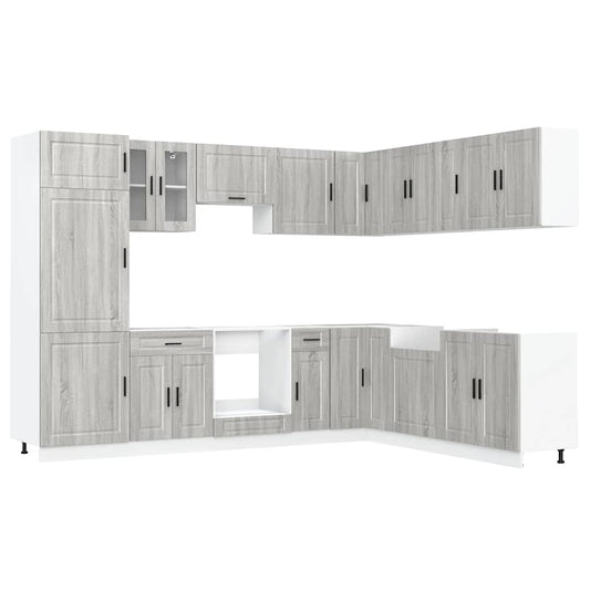 14 Piece Kitchen Cabinet Set Porto Grey Sonoma Engineered Wood 14 Piece Kitchen Cabinet Set Porto Grey Sonoma Engineered Wood