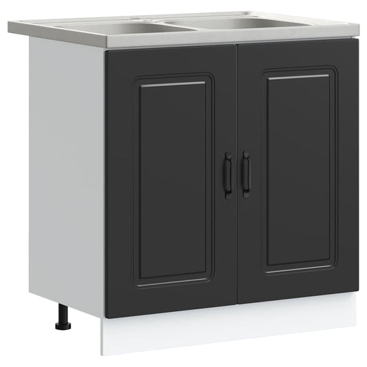 Kitchen Cabinet Kalmar Black 80 x 46 x 81.5 cm Engineered Wood Kitchen Cabinet Kalmar Black 80 x 46 x 81.5 cm Engineered Wood