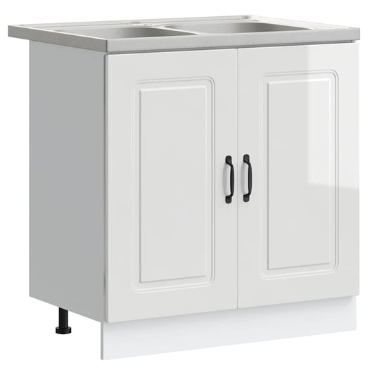 Kitchen Cabinet with Door Kalmar Glossy White 80 x 46 x 81.5 cm Kitchen Cabinet with Door Kalmar Glossy White 80 x 46 x 81.5 cm