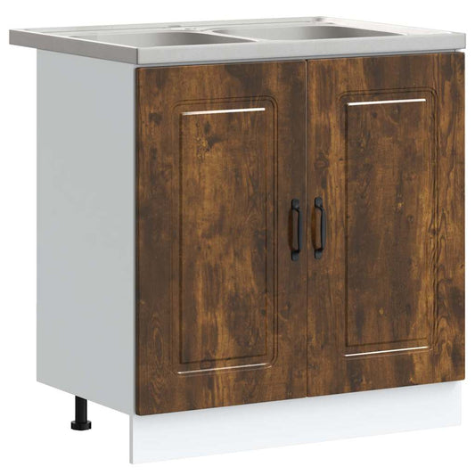 Kitchen Cabinet with Door Kalmar 2 pcs Brown 80 x 46 x 81.5 cm Kitchen Cabinet with Door Kalmar 2 pcs Brown 80 x 46 x 81.5 cm