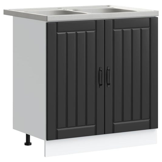 Sink Base Cabinet Lucca 2 pcs Black Engineered Wood Sink Base Cabinet Lucca 2 pcs Black Engineered Wood