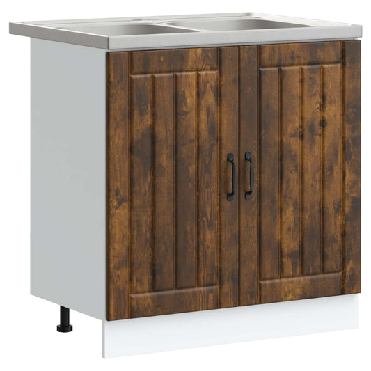 Sink Base Cabinet Lucca 2 pcs Smoked Oak Engineered Wood Sink Base Cabinet Lucca 2 pcs Smoked Oak Engineered Wood