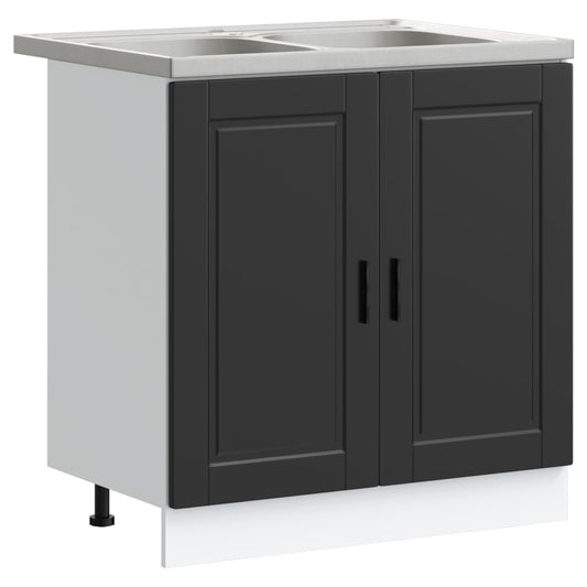Sink Base Cabinet Porto 2 pcs Black 80 x 46 x 81.5 cm Sink Base Cabinet Porto 2 pcs Black 80 x 46 x 81.5 cm