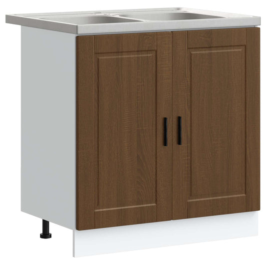 Sink Base Cabinet Porto 2 pcs Brown 80 x 46 x 81.5 cm Sink Base Cabinet Porto 2 pcs Brown 80 x 46 x 81.5 cm