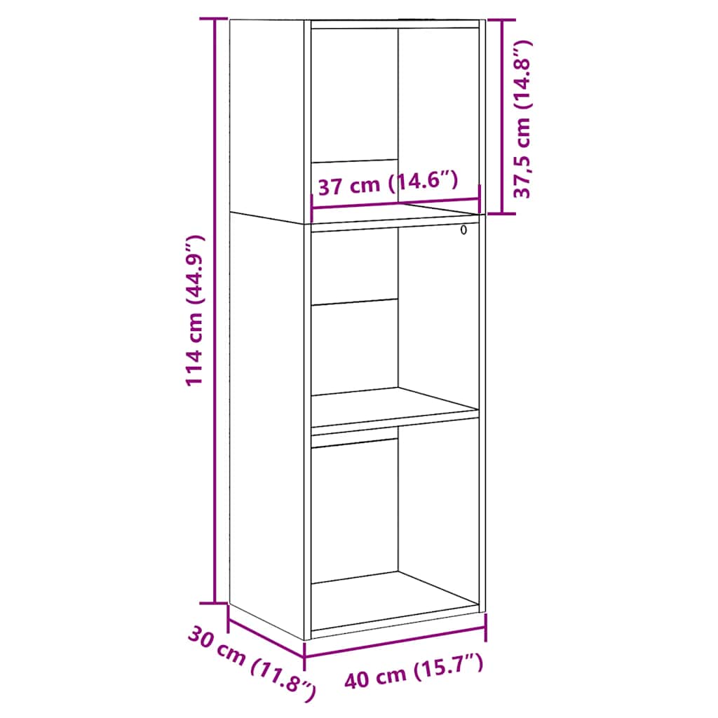 Bookcase White 40x30x114 cm Engineered Wood