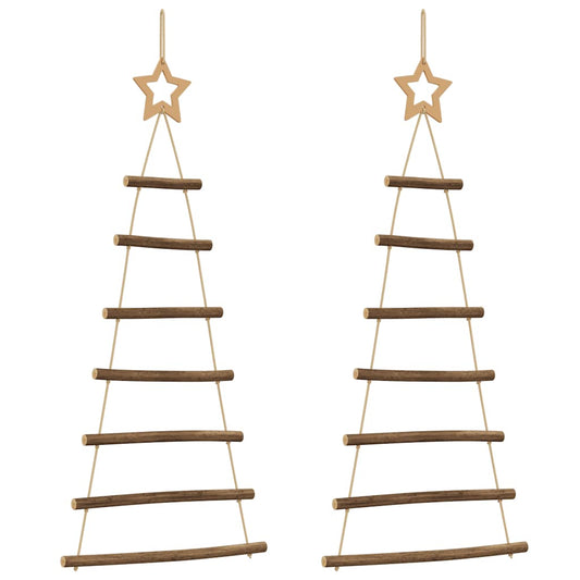 Hanging Christmas Trees with Top Stars 2 pcs 42x90 cm Natural Branch Hanging Christmas Trees with Top Stars 2 pcs 42x90 cm Natural Branch