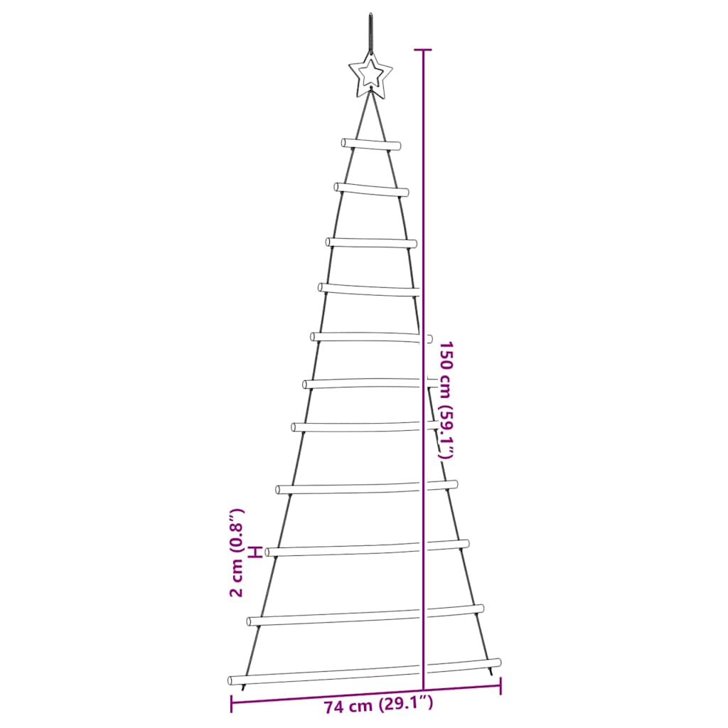 Hanging Christmas Tree with Top Star 74x150 cm Natural Branch